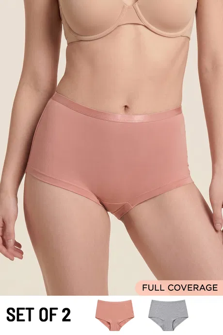 Buy Zivame Medium Rise Full Coverage Boyshort (Pack of 2) - Multicolor